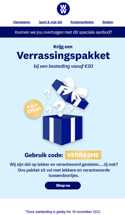 Bij de weight watchers webshop krijg je bij a...