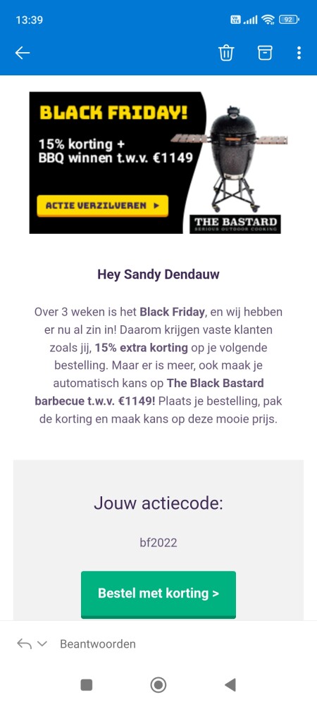 15% korting op uw volgende bestelling bij all...