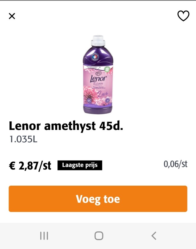 Colruyt lenor amethyst €2,87 en lenor ruby €2...