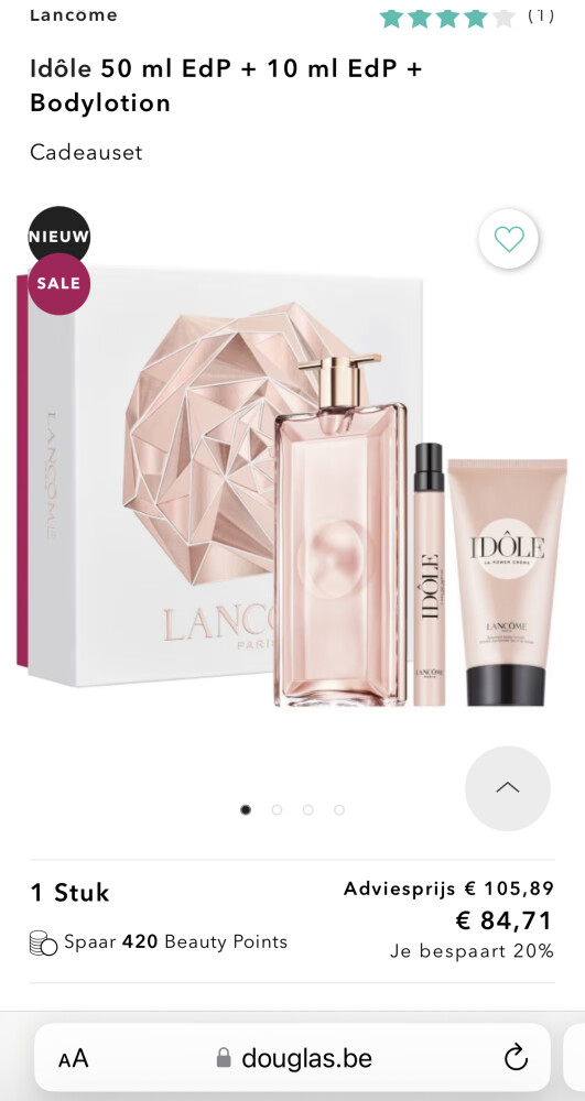 Bij Douglas kost een set Idole Lancome 84,71...
