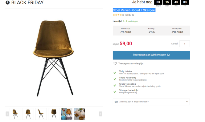 Bij volero is er tot 30% korting op de stoele...