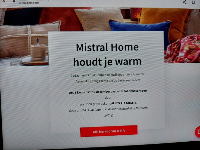 Mistral Home do 8 t.e.m. za 10 december gaat...