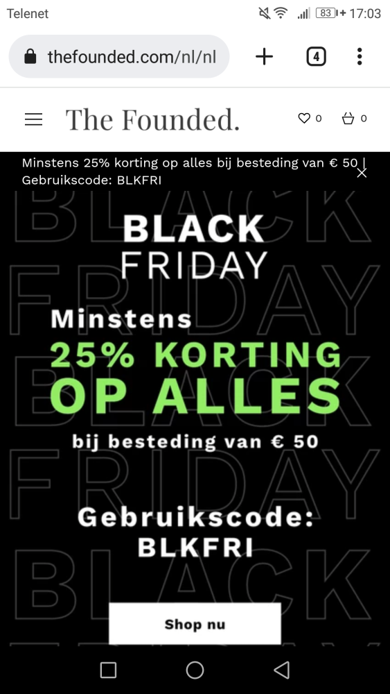 Bij aankoop v 50€ krijg je -25% op alle vrouw...