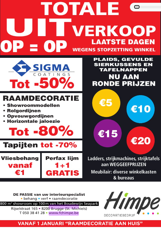 Totale uitverkoop wegens stopzetting winkel b...