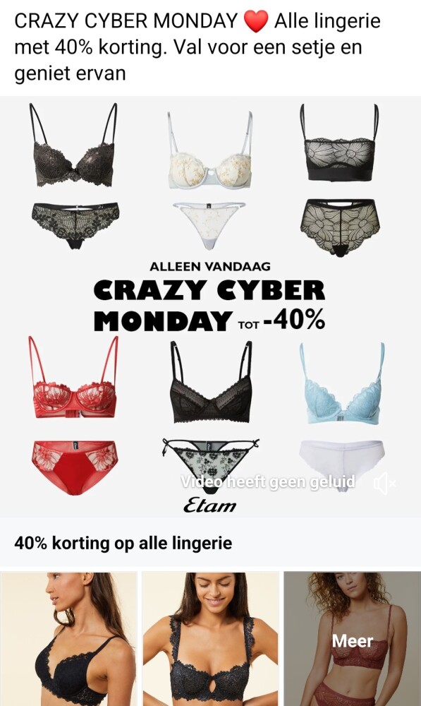 etam.be crazy cyber monday alle lingerie 40%...