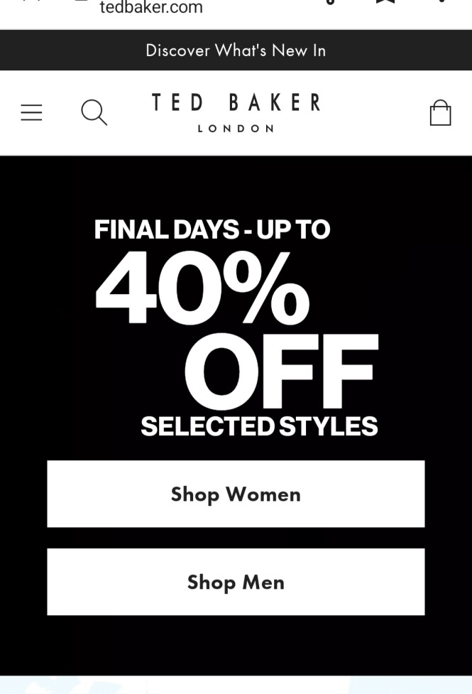 tedbaker.com tot -40% op geselecteerde items