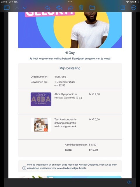 Via VakantieVeilingen 2 kaarten voor Abba sym...