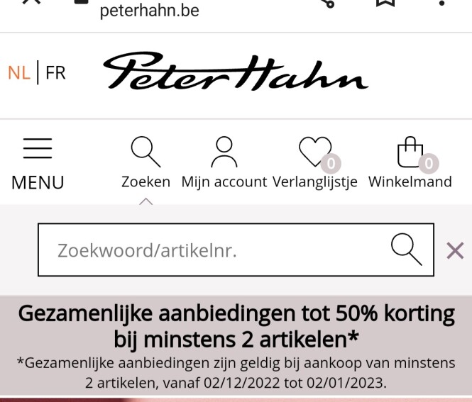 peterhahn.be gezamelijke aanbiedingen tot 50%...