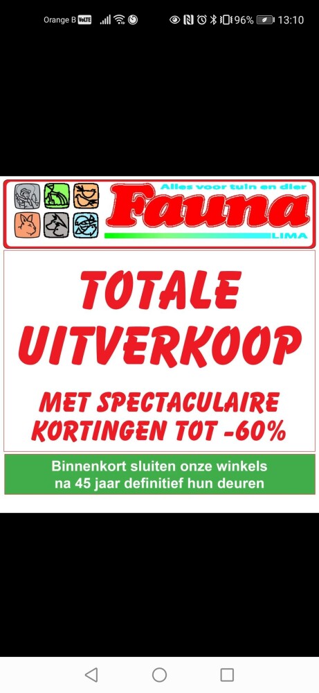 Totale uitverkoop bij fauna lima wegens sluit...