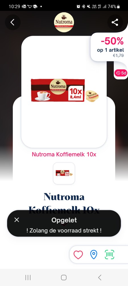 Shopmium -50% nutroma koffiemelk 10x