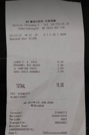 Zaterdag in de delhaize 13.37 betaald en krij...