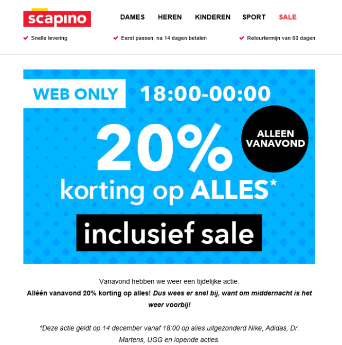 Alléén vanavond 20% korting op alles bij scap...