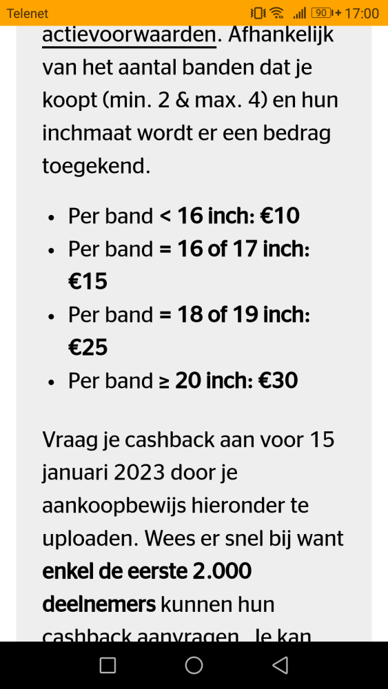 Tot 120€ terugbetaald voor min 2 en max 4 win...