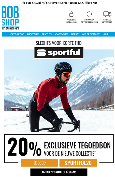 20% korting op de gehele collectie van SPORTF...