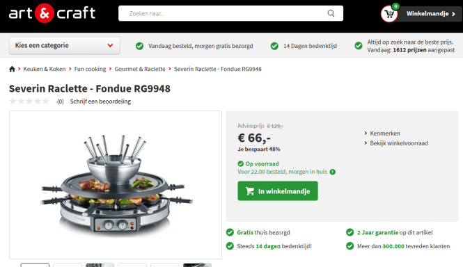 Dagdeal bij art&craft: -48% op Severin Raclet...