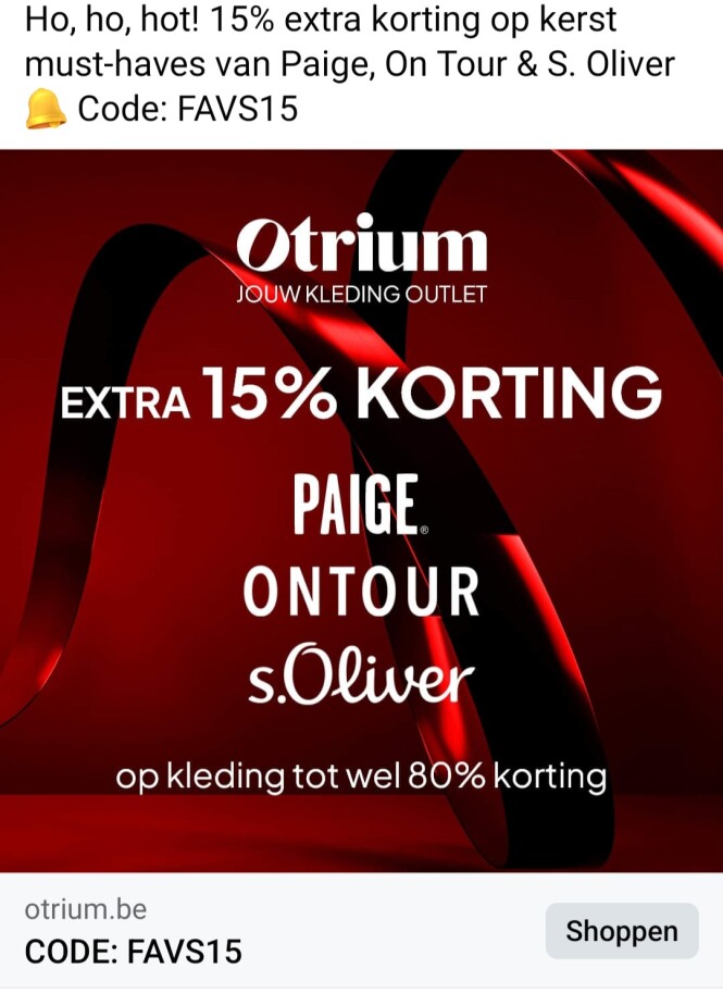 otrium.be extra 15% korting op Kerst must-hav...