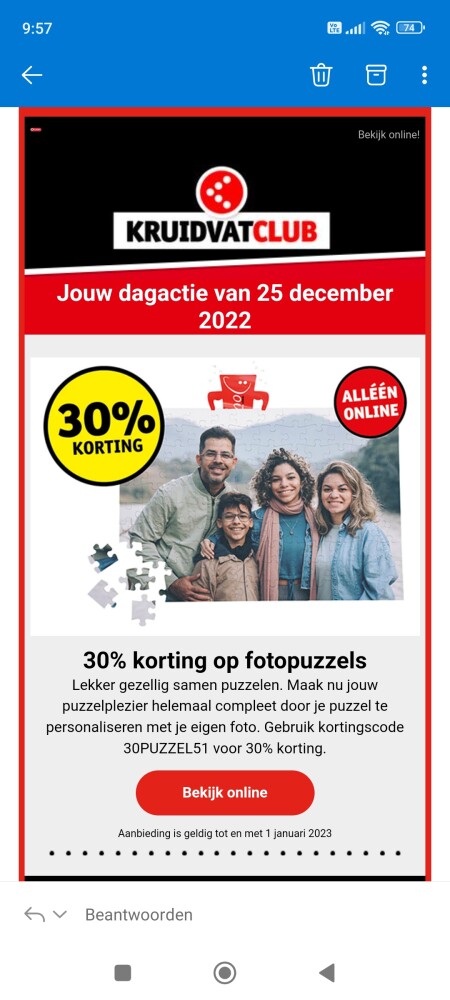 30% korting op fotopuzzels bij Kruidvat