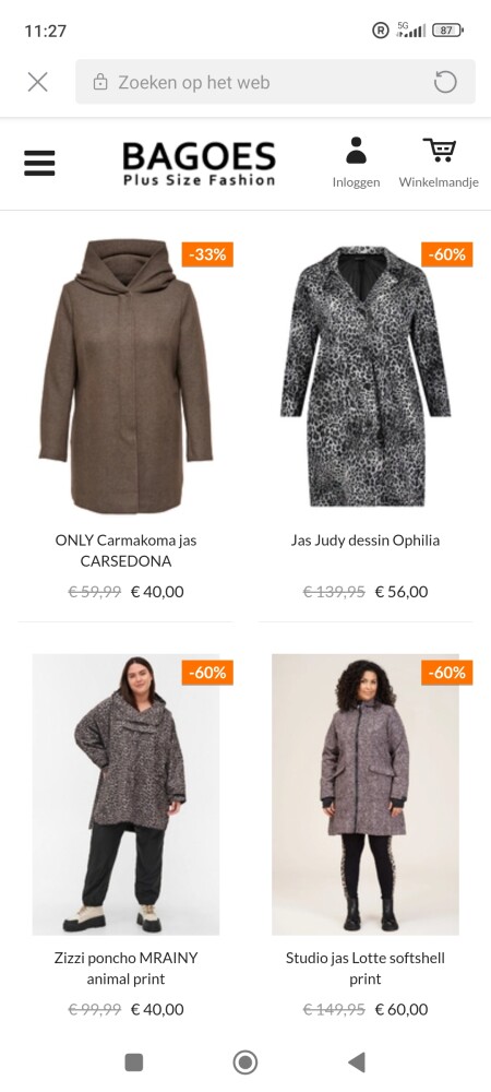 Bij bagoes.nl is er tot 60% korting op jassen...