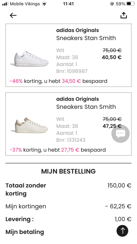 2 paar Stan Smith sneakers gekocht via La Red...