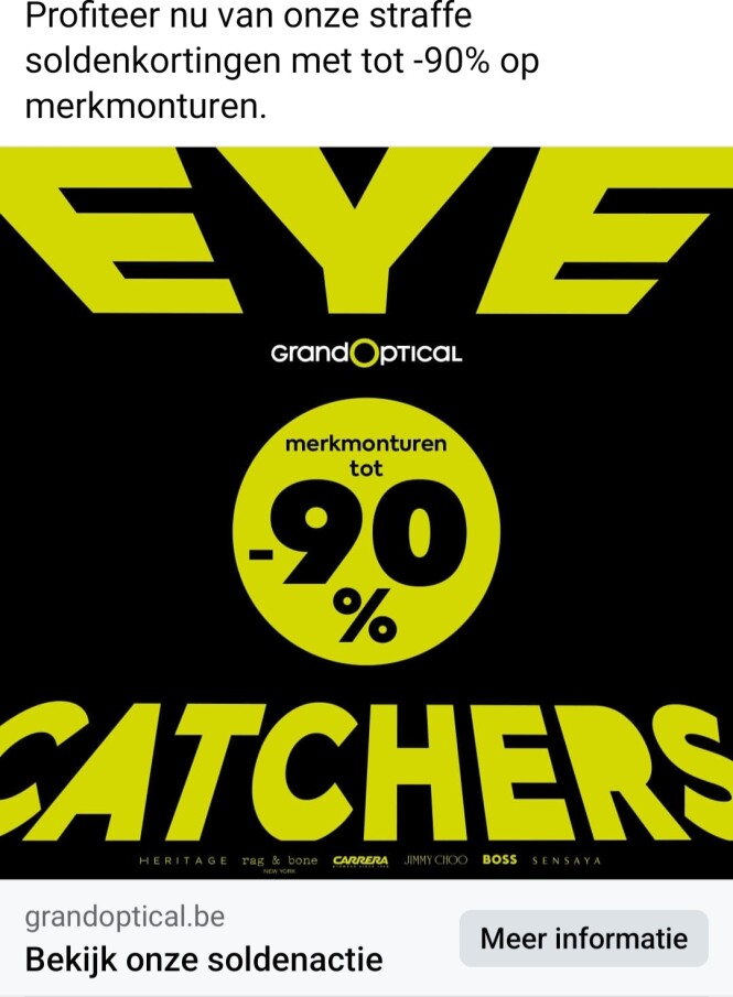 Grandoptical solden merkmonturen tot -90€