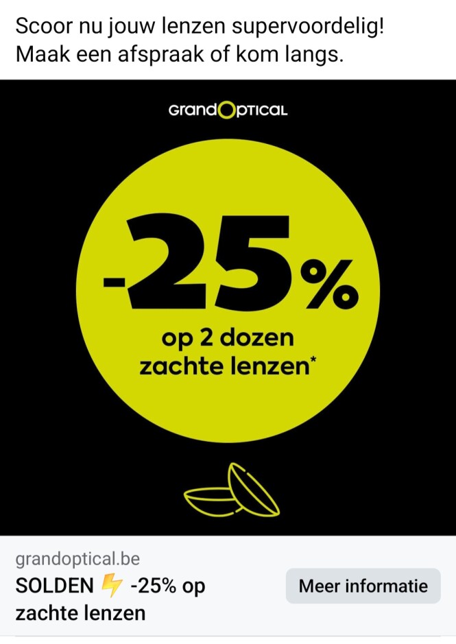 Grandoptical -25% op 2 dozen zachte lenzen*
