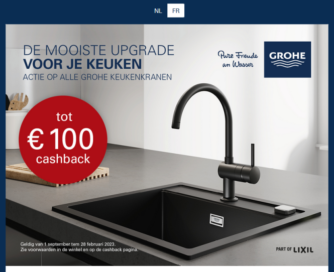 Grohe TOT €100 CASHBACK OP ALLE GROHE KEUKENK...