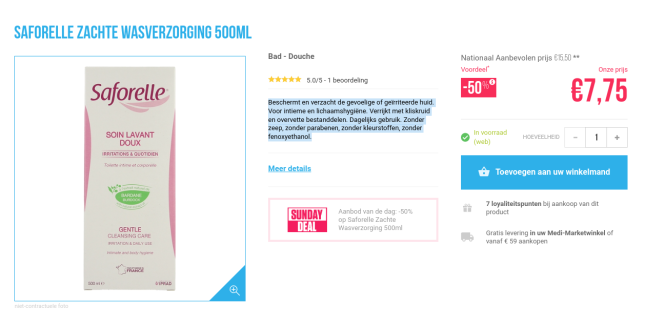 Sundaydeal bij Medi-Market = Saforelle Zachte...