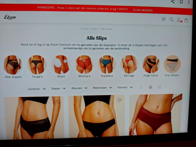 etam.be koop 2 slips van de nieuwe collectie,...