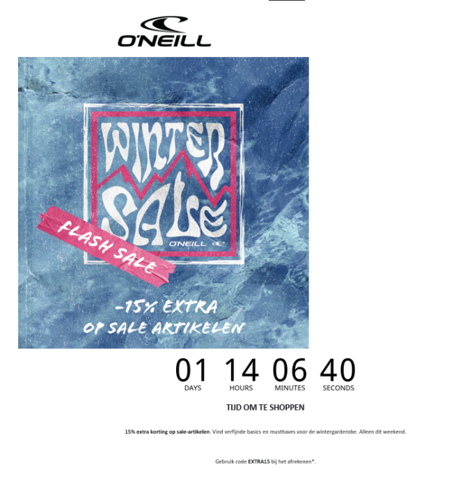 Flash Sale bij O'Neill: 15% extra korting op...