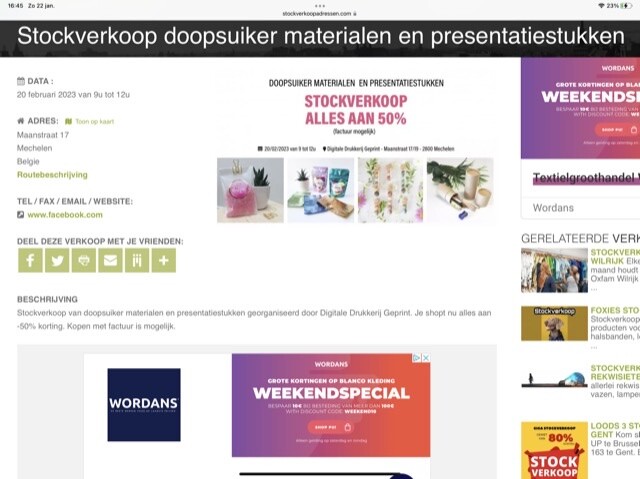 Stockverkoop doopsuiker materialen en present...