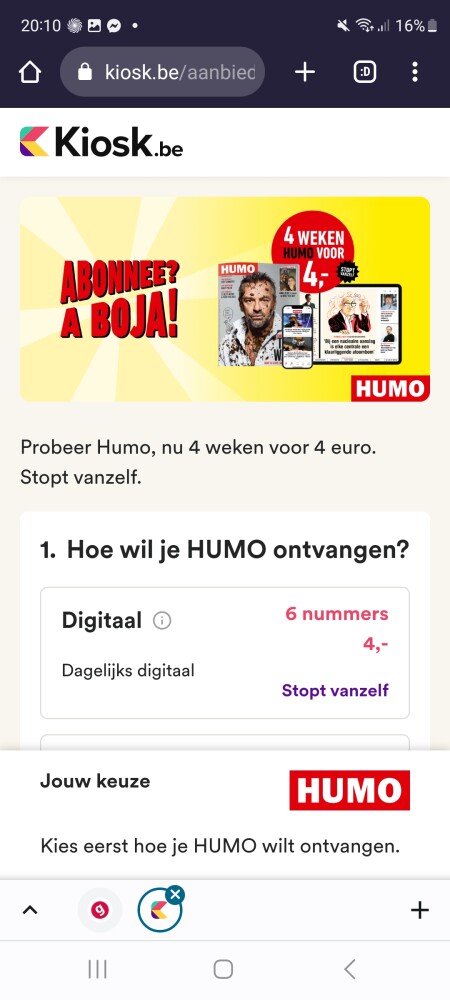 4 weken Humo magazine voor maar 4€ Stopt auto...