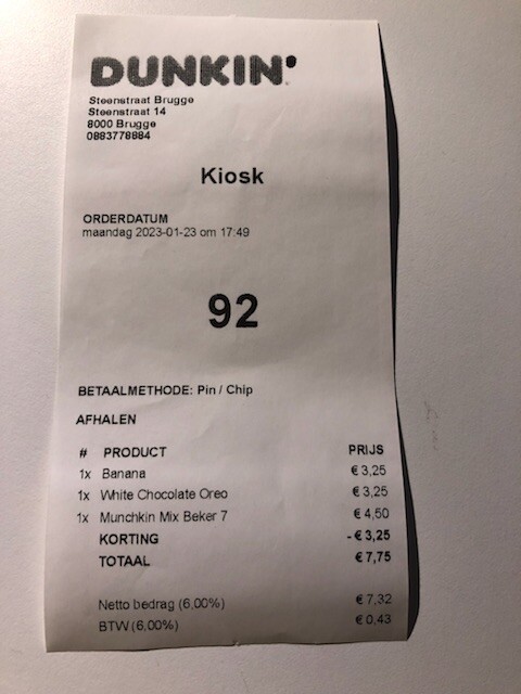 1 gratis donut ontvangen bij Dunkin Donuts vo...