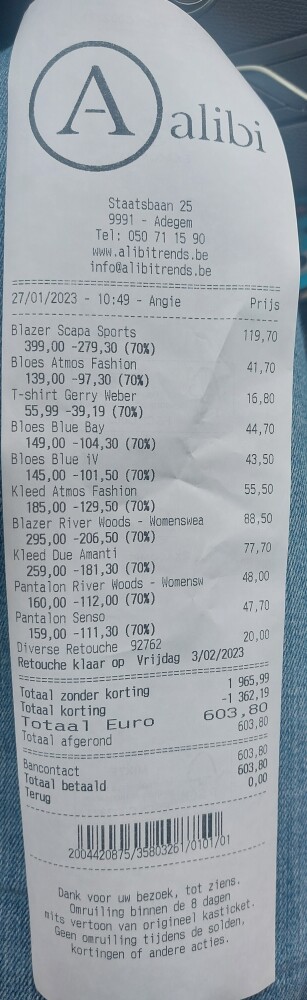 Alibi Adegem -70% vanaf 5 stuks Mij laten gaa...