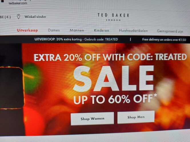 tedbaker.com uitverkoop: 20% extra korting