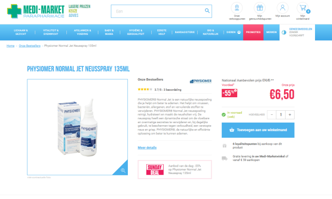 SundayDeal bij Medi Market: -55% op Physiomer...