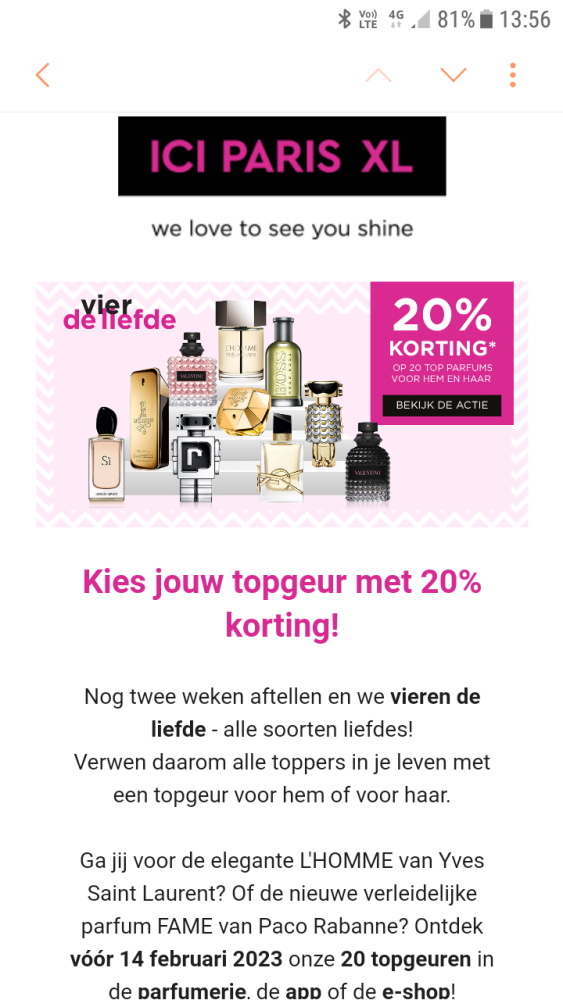 Ici paris XL 20%korting op 20 topgeuren tot e...