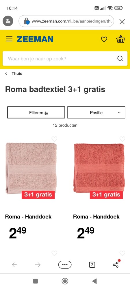Bij Zeeman is er nu Roma badtextiel 3+1 grati...