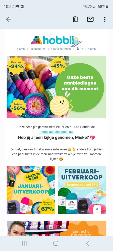 Bij hobbii.nl nu grote kortingen op garen. Er...