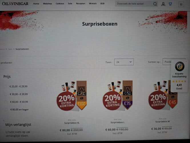 oilvinegar.be 20% extra korting op surprisebo...