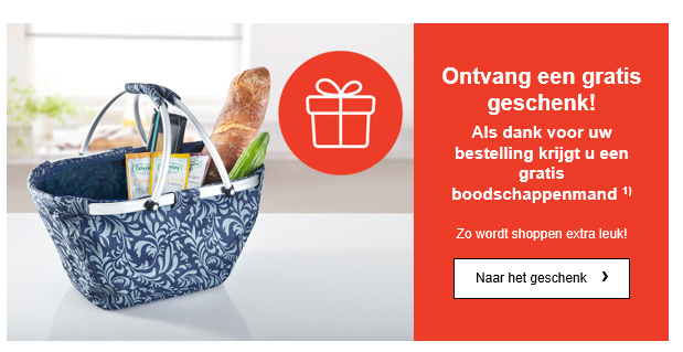 Gratis boodschappenmand bij uw bestelling bij...