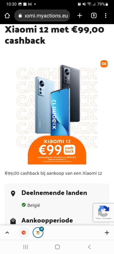 99€ terugbetaald bij aankoop v een Xiaomi 12...