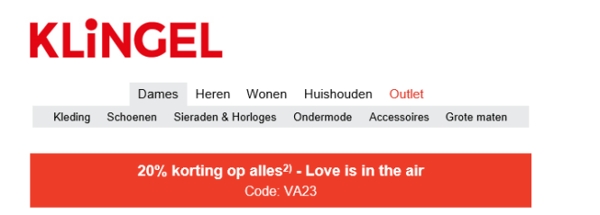 20% korting bij aankoop vanaf €45 bij klingel...