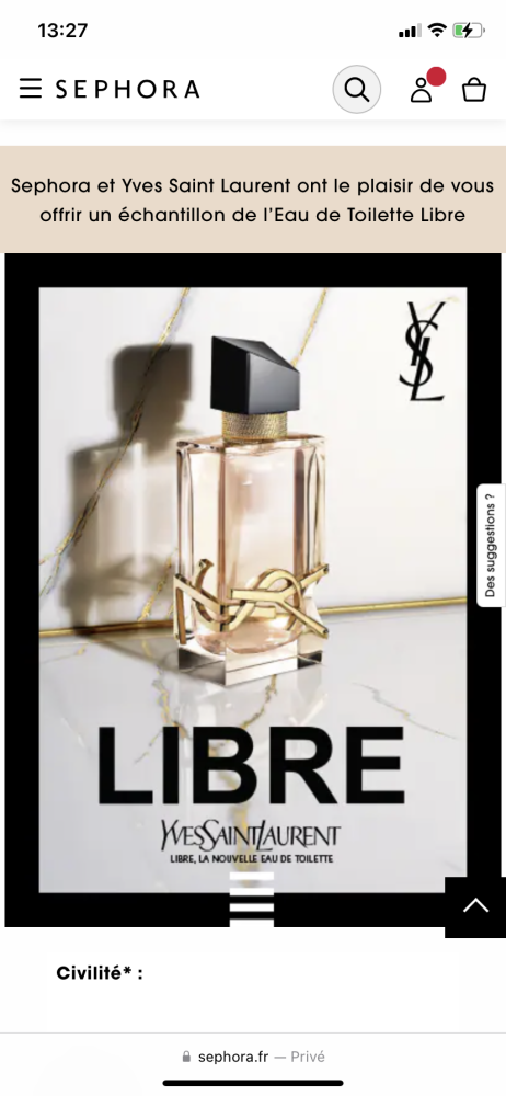 Gratis staaltje LIBRE van yves saint laurent....