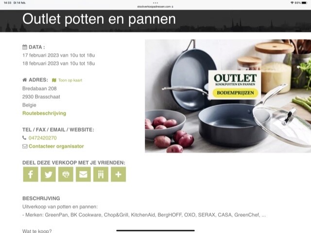 Outlet potten en pannen 17/18 februari Bredab...