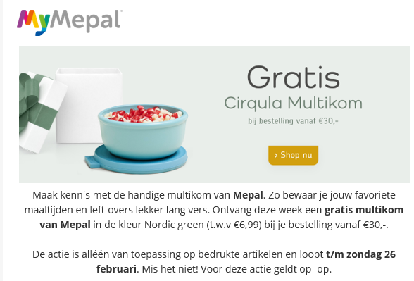 Ontvang deze week een gratis multikom van Mep...