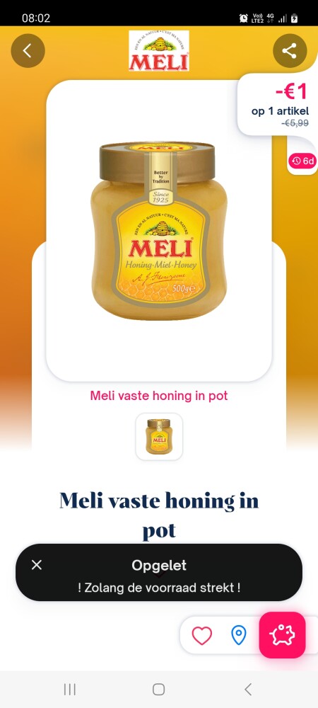 Shopnium 1€ cashback meli vaste honing