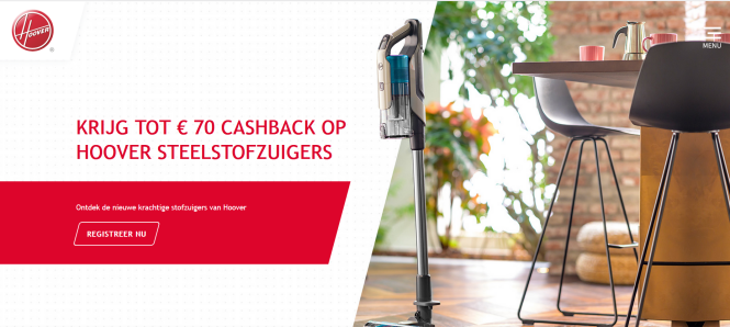 Hoover Krijg tot €70 cashback op Hoover steel...