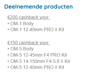 OLYMPUS Claim tot wel €200 cashback op de kra...