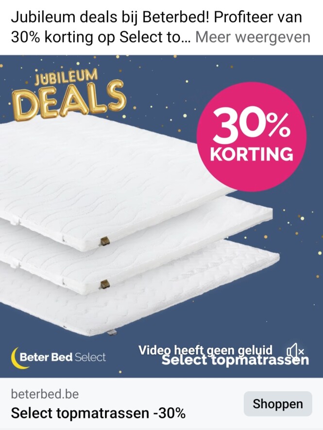 beterbed.be jubileum deals select topmatrasse...