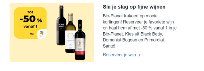 Wijnen in promotie bij Bio - Planet Dit staa...